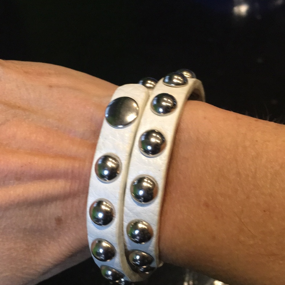 White leather wrap bracelet